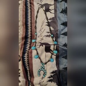 Hand Beaded Turquoise and Silver Women's Necklace